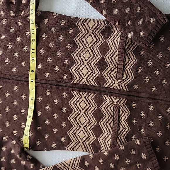 Athleta Cowl Neck Zipp Up Long Sleeve Small Wool Blend Dark Brown And Tan Teton - Picture 2 of 16